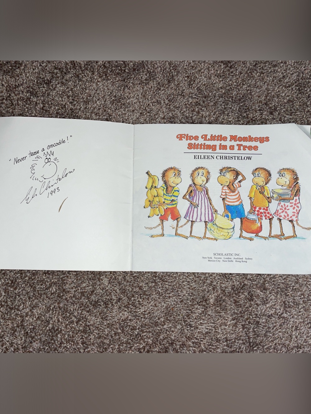 Signed 5 Little Monkeys Book